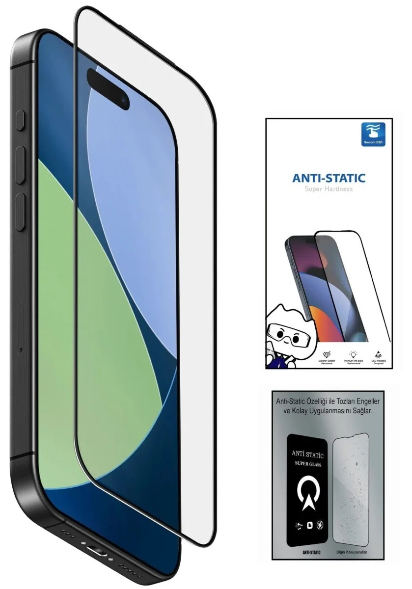 iPhone 13 PRO 6D Anti Static Temperli Cam Ekran Koruyucu Kırılmaz Full Kaplama