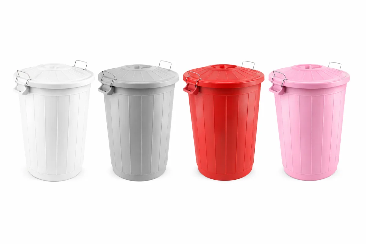 Çöp Kovası 70 Lt Plastik Çöp Kovası Kapaklı Büyük Boy Çöp Bidonu Dayanıklı Çöp Kovası - Mavi