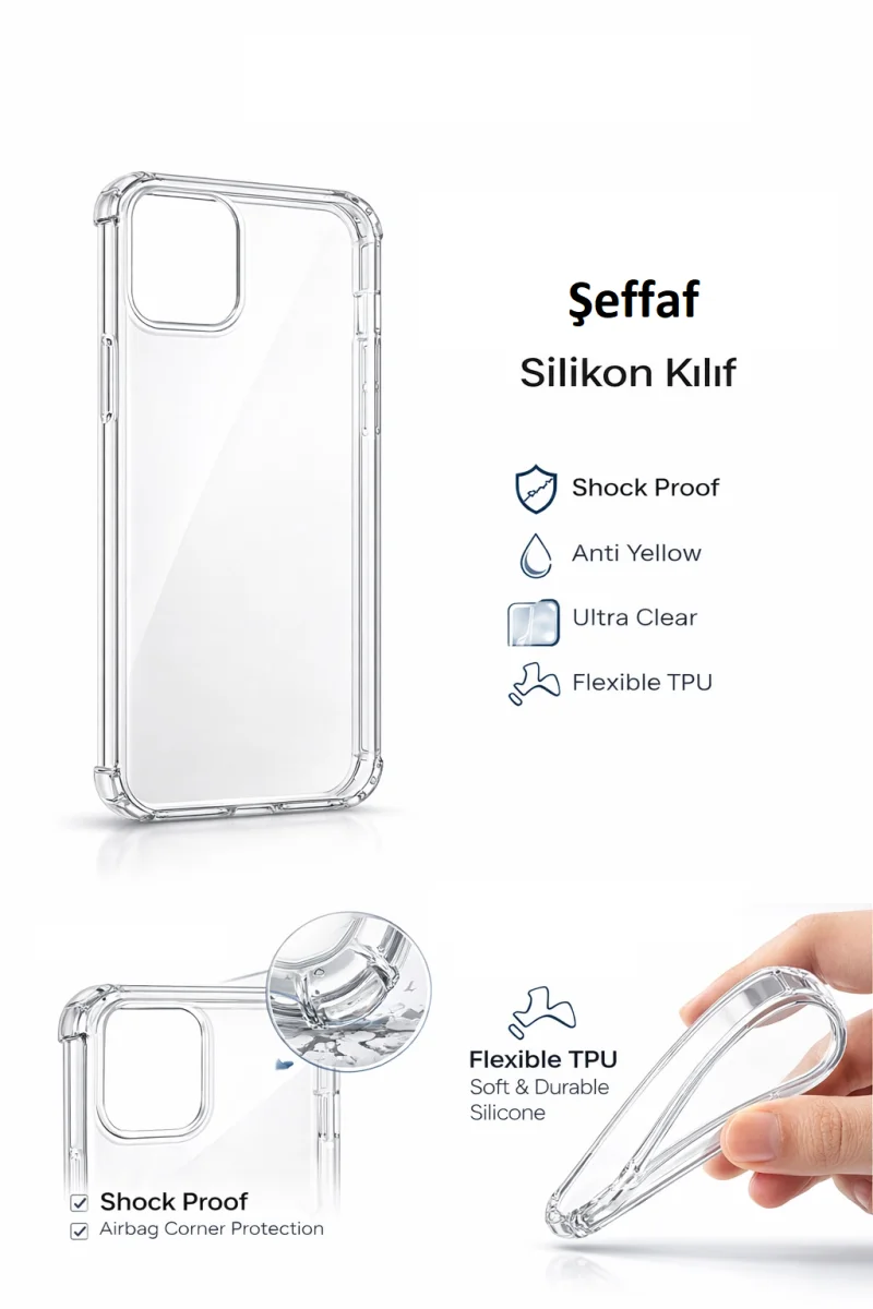 Samsung Galaxy A10S Uyumlu Şeffaf Silikon Telefon Kılıfı Esnek Darbe Koruyucu