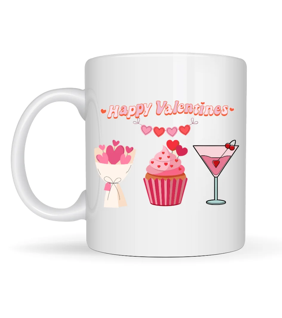 Happy Valentines Kupa – Model 6 Sevgililer Günü Özel Tasarım Porselen Kupa