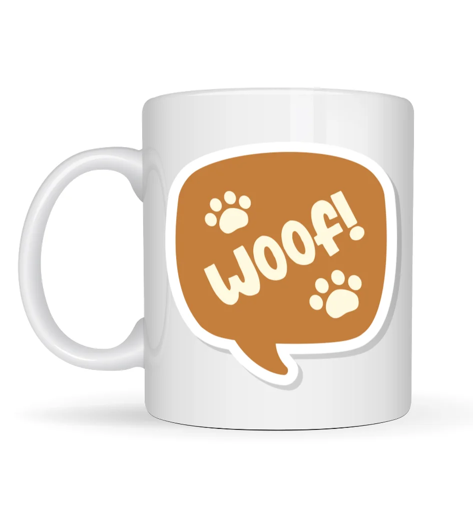 Woof! Köpek Temalı Porselen Kupa Model 54 – Sevimli Patili Tasarım, Kahve & Çay Kupası, Hayvanseverlere Özel Hediye