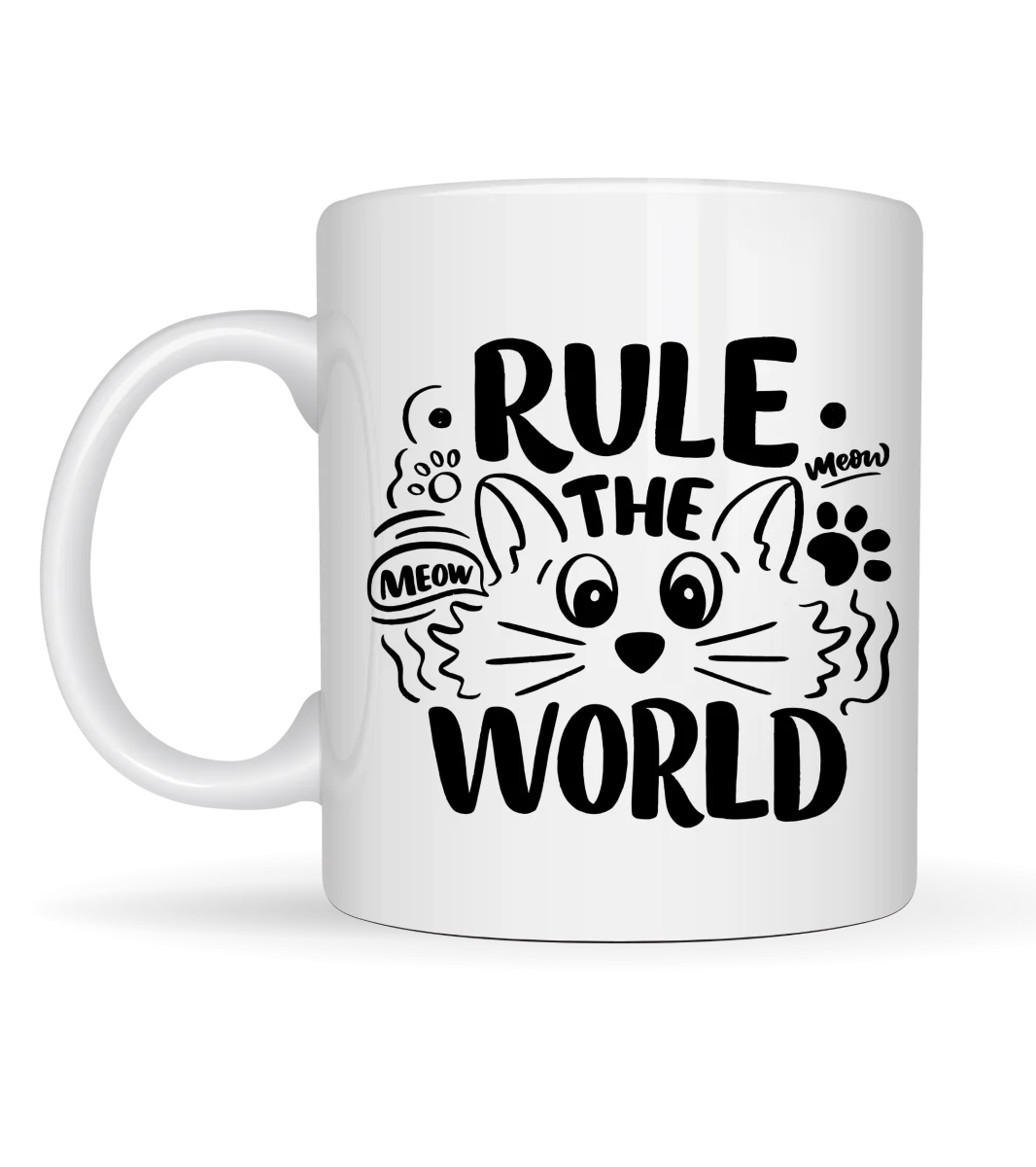 Rule The World Kedi Desenli Porselen Kupa MODEL 61 Sevimli Kedi Figürlü Kahve Kupası
