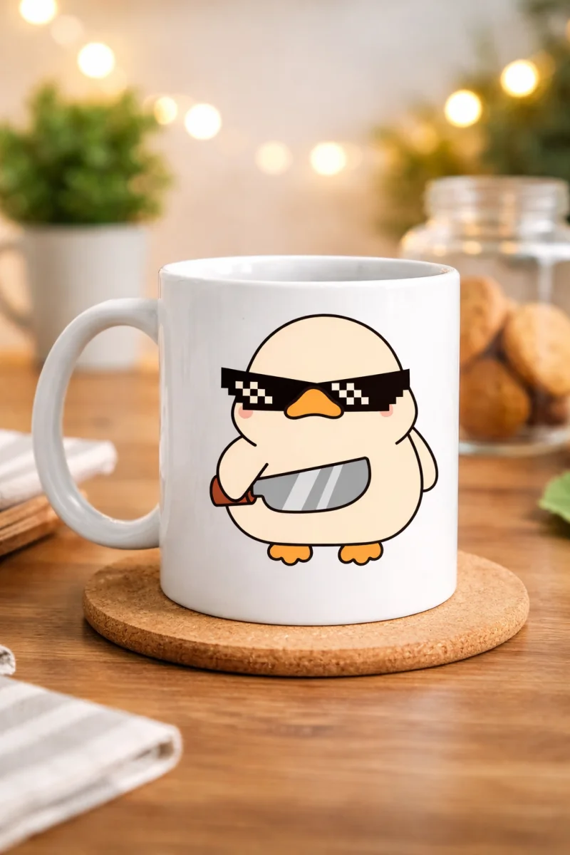 “Deal With It” Havalı Ördek Tasarımlı Porselen Kupa MODEL 80 – Eğlenceli, Mizahi & Hediyelik Kahve Kupası