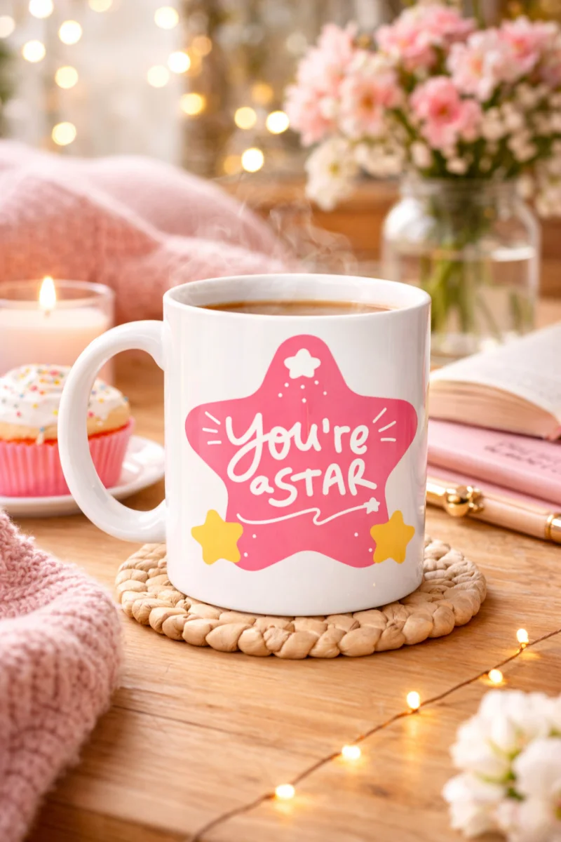 You’re a Star "SEN YILDIZSIN" Yazılı Porselen Kupa MODEL 154 – Motivasyon Temalı, Özel Tasarım Kahve & Çay Kupası