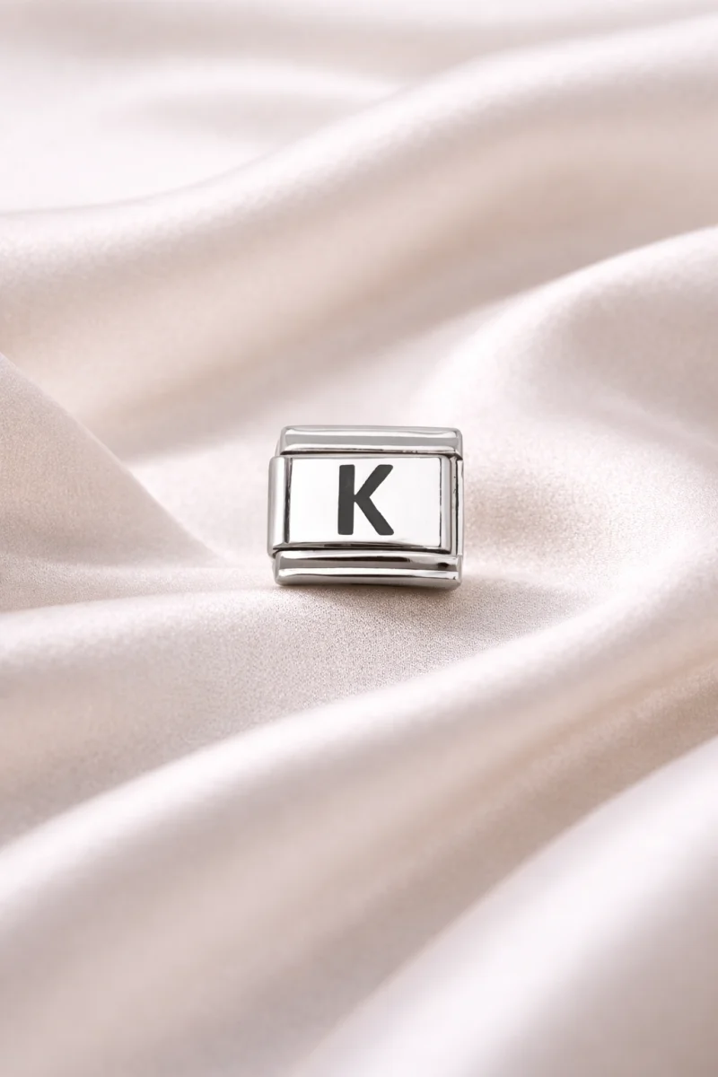 K Harf Charm | Çelik Bileklik Aksesuarı | Kişiye Özel Harf Modülü | Minimal & Şık Tasarım