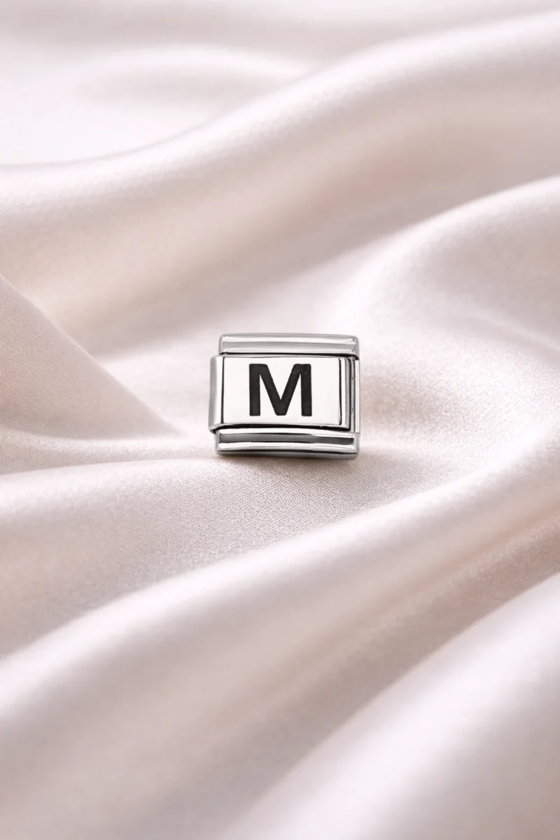 M Harf Charm | Çelik Bileklik Aksesuarı | Kişiye Özel Harf Modülü | Minimal & Şık