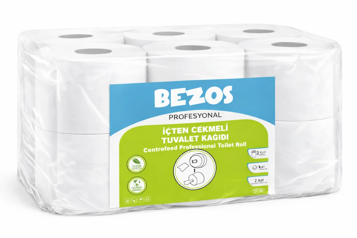 Bezos Profesyonel İçten Çekmeli Tuvalet Kağıdı 24 Rulo | Mini Cimri | 2 Katlı %100 Selüloz 2X12RULO