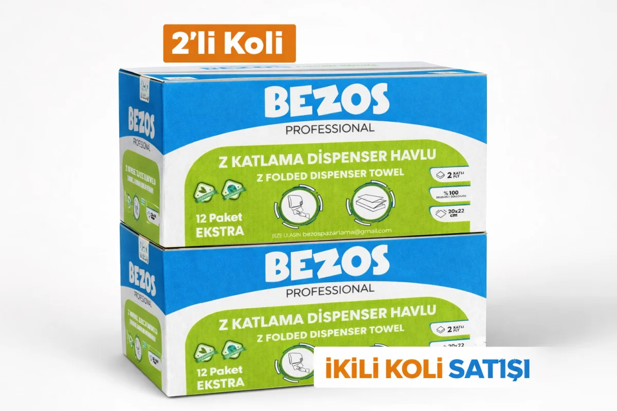 Bezos Z Katlamalı Dispenser Havlu 2 Katlı 20x22 cm %100 Selüloz 2 Koli Avantaj Paket