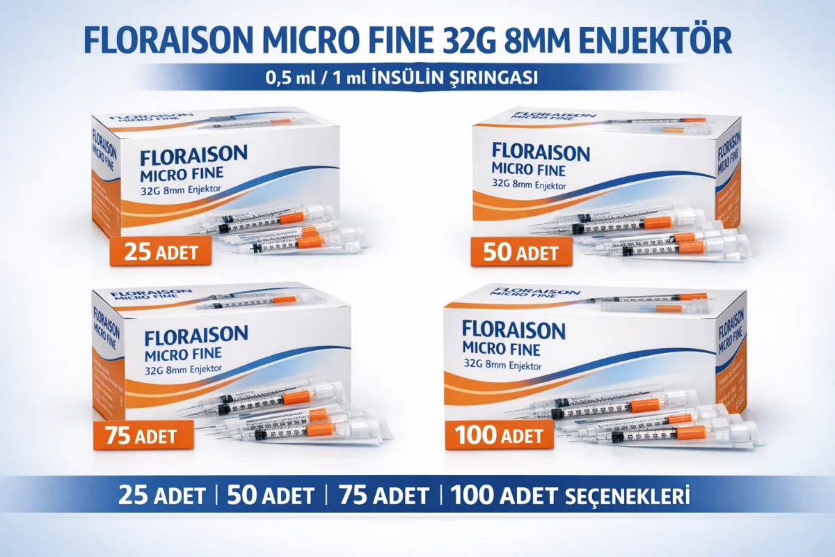 Floraison Micro Fine 32G 8mm Enjektör İnsülin Şırıngası