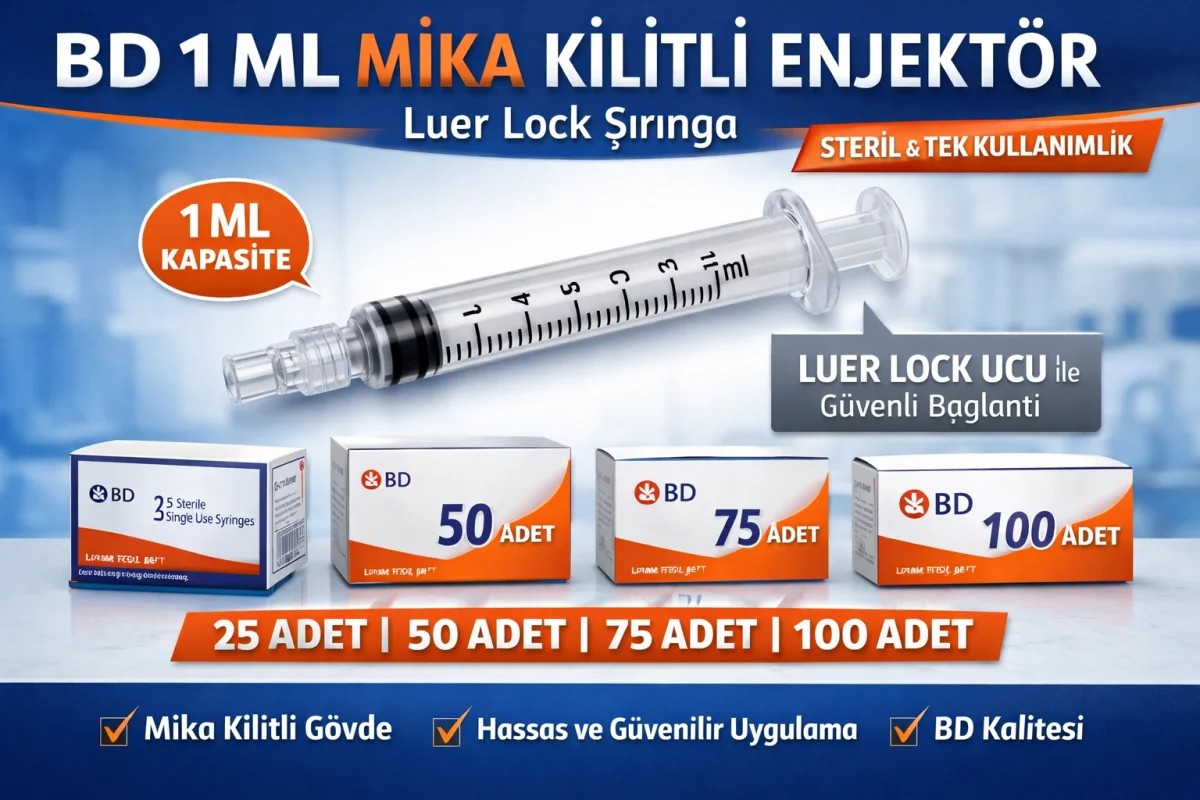 BD 1 ML Mika Kilitli Enjektör Luer Lock Şırınga