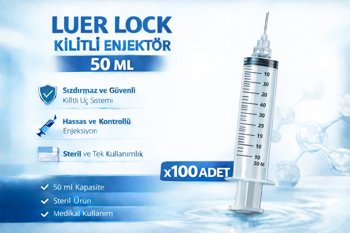 50 ml Luer Lock Kilitli Enjektör – Sızdırmaz ve Güvenli Medikal Şırınga