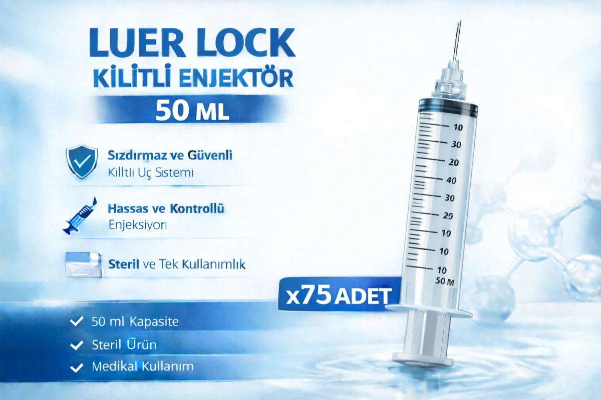 50 ml Luer Lock Kilitli Enjektör – Sızdırmaz ve Güvenli Medikal Şırınga