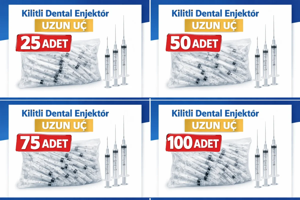 Kilitli Dental Enjektör Uzun Uç Luer Lock Şırınga – Diş Hekimliği İçin Güvenli ve Pratik Kullanım