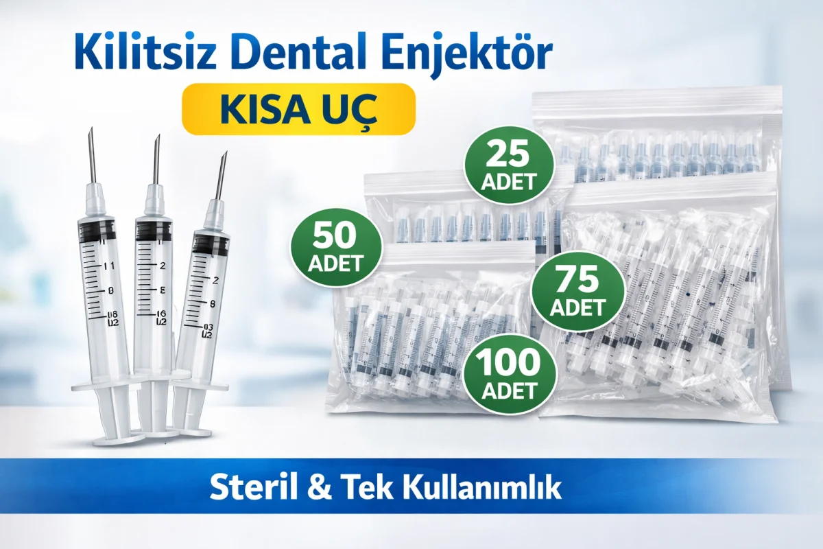 Kilitsiz Dental Enjektör Kısa Uç (Luer Slip) - Steril Diş Hekimliği Şırıngası