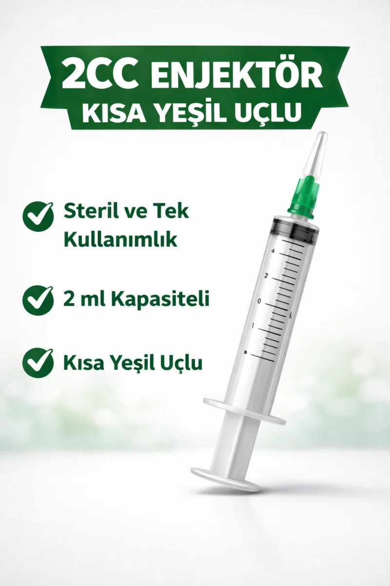 2CC Enjektör Yeşil Uçlu Steril Şırınga