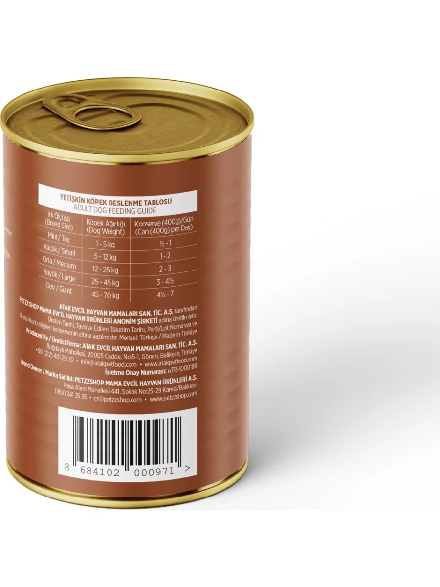 Petzzdogs Kuzu Etli Yetişkin Köpek Konservesi 400 gr 1 Adet