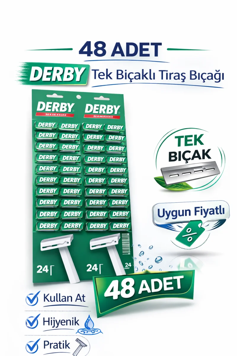 Derby Tek Bıçaklı Tıraş Bıçağı  Paket Seçenekleri 48 ADET