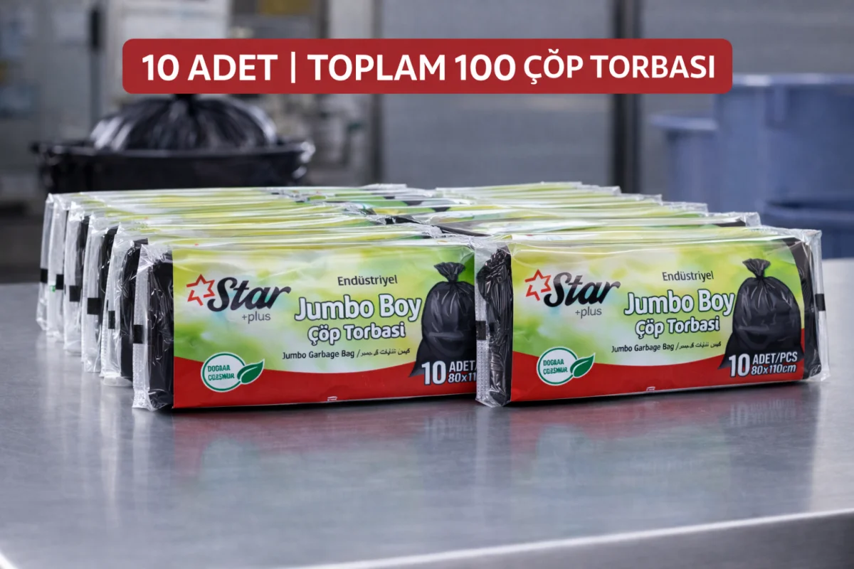 Star Plus Endüstriyel  Boy Atık Poşeti 80x110 cm 10lu Dayanıklı Sanayi Tipi Atık Torbası 10 Adet