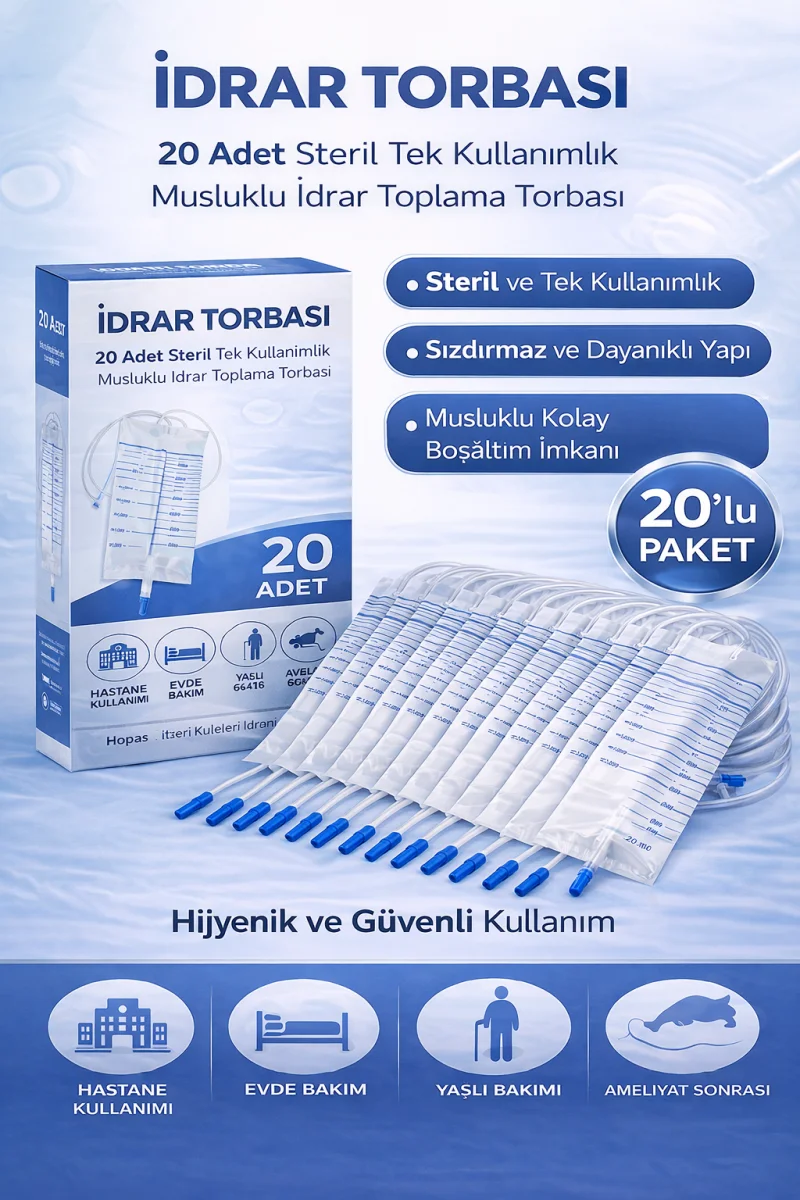 İdrar Torbası Steril Medikal İdrar Toplama Torbası 20 ADET