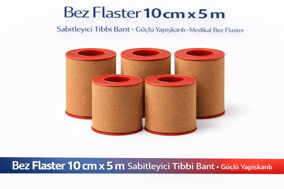 Bez Flaster 10 cm x 5 m Sabitleyici Tıbbi Bant Kahverengi Bez Flaster Güçlü Yapışkanlı 5 Adet