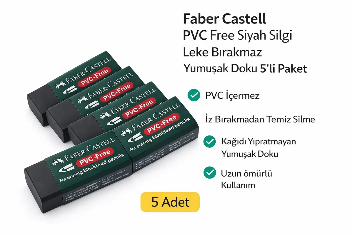 No:30 PVC Free Siyah Silgi 5 Adet Leke Bırakmaz Yumuşak Doku