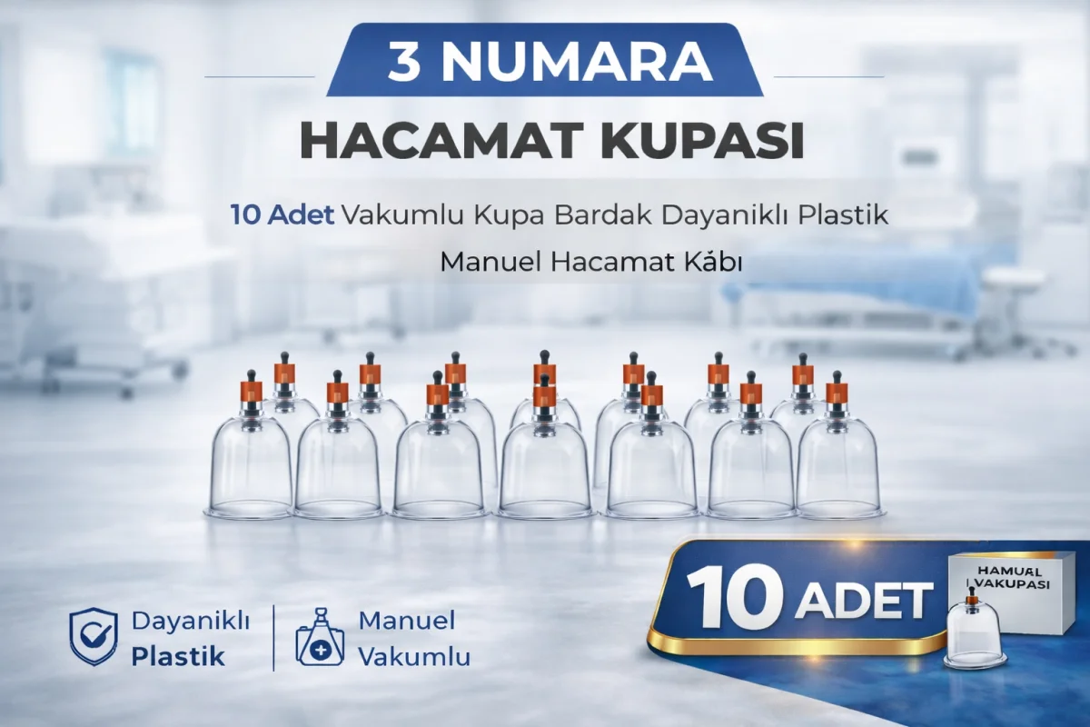 3 Numara Hacamat Kupası 10 Adet Vakumlu Kupa Bardak Dayanıklı Plastik Manuel Hacamat Kabı