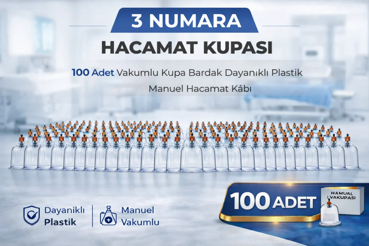 3 Numara Hacamat Kupası 100 Adet Vakumlu Kupa Bardak Dayanıklı Plastik Manuel Hacamat Kabı