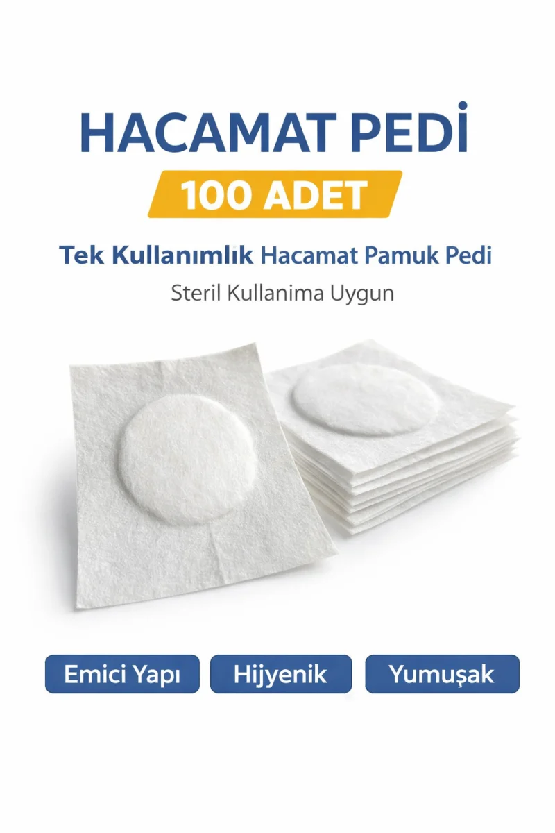 Hacamat Pedi 100 Adet – Tek Kullanımlık Hacamat Pamuk Pedi Steril Kullanıma Uygun