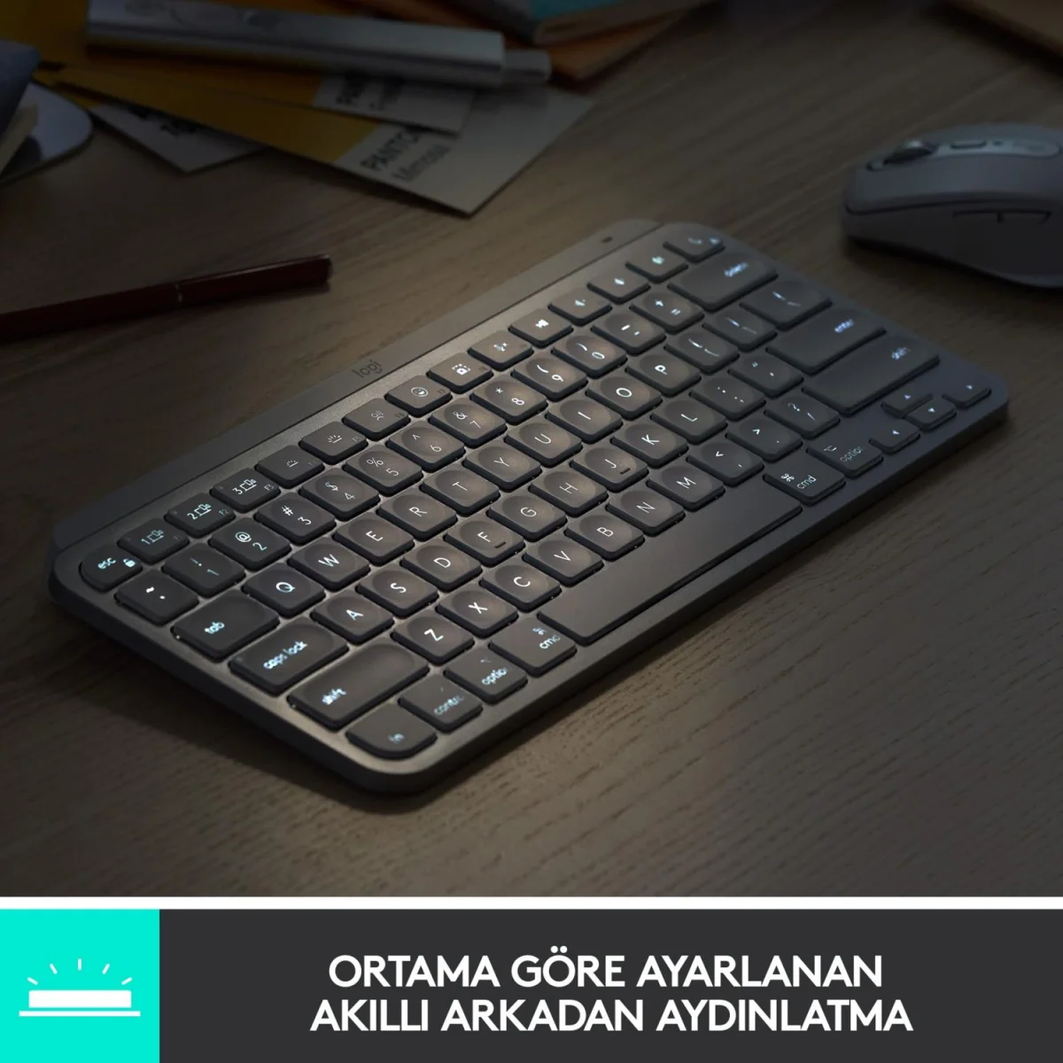 MINI MINIMALIST KABLOSUZ BLUETOOTH AYDINLATMALI Q TR KLAVYE SİYAH 920-010504