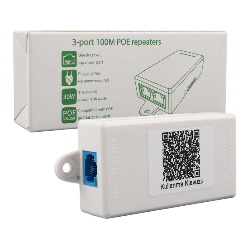 URANIUM POE-RP12P 1 PORT POE GİRİŞ BESLEME+ 2 PORT POE ÇIKIŞ 10/100 PLASTİK KASA POE REPEATER