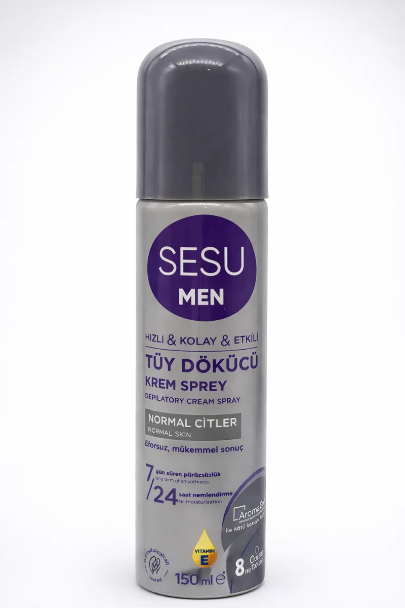 Sesu Men Tüy Dökücü Krem Sprey 150 ml Erkeklere Özel Hızlı Etkili Depilatory Spray Normal Ciltler İçin