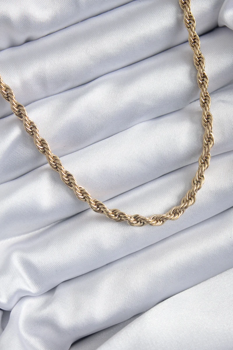 316L Çelik Gold Renk 60 cm Burgu Model Kadın Kolye