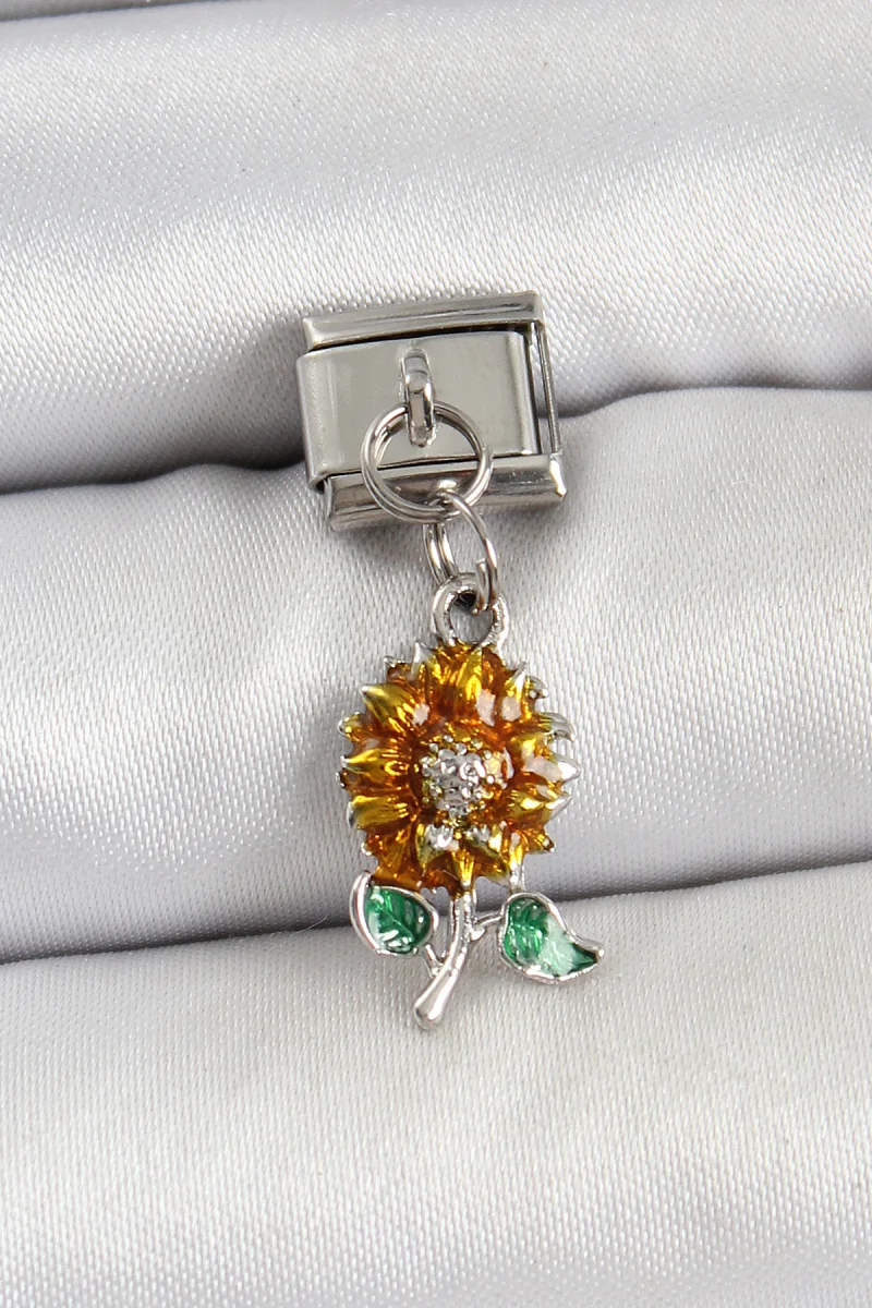 316L Çelik Sallantılı Ayçiçeği Model Gümüş Renk Charm