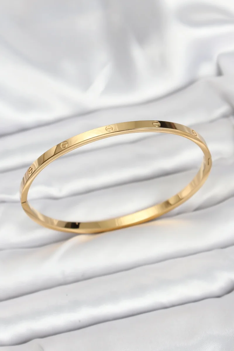 316L Çelik Gold Renk 65 mm İnce Kadın Kelepçe Bileklik