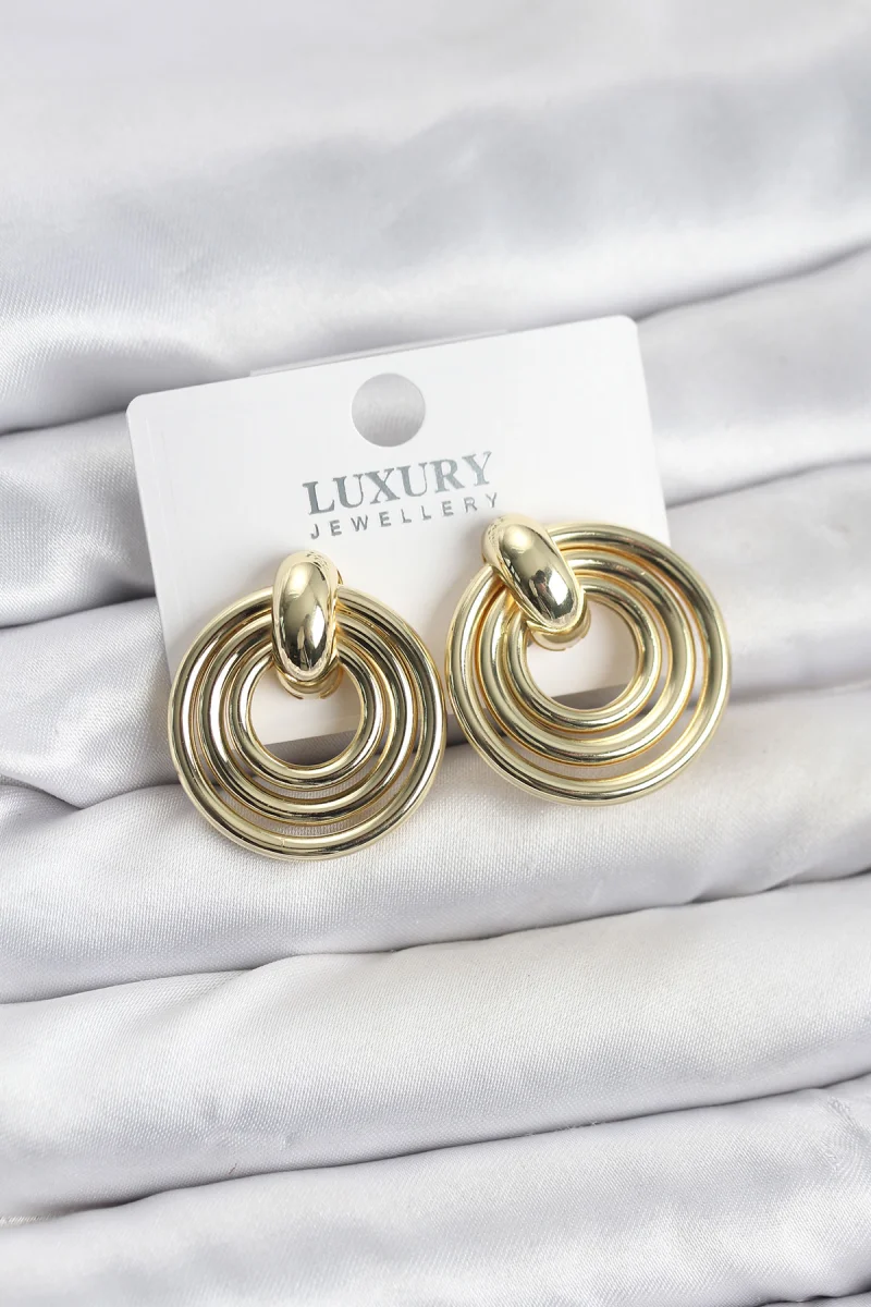 Gold Renk Pirinç Vintage Kadın Küpe