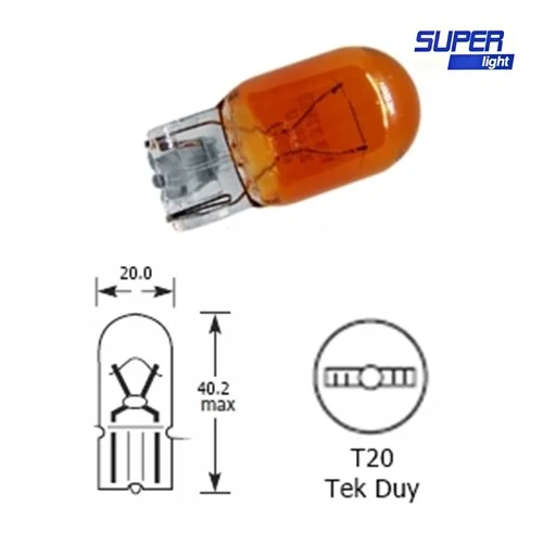 Super Light T20 Dipsiz Turuncu Park Ampulü Tek Duy 2'li