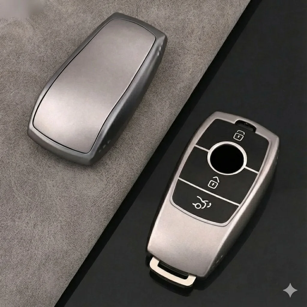 Mercedes E Seri 2017-2020 Uyumlu Smart 3 Buton Silikon Oto Anahtar Kumanda Kabı Kılıf Gri