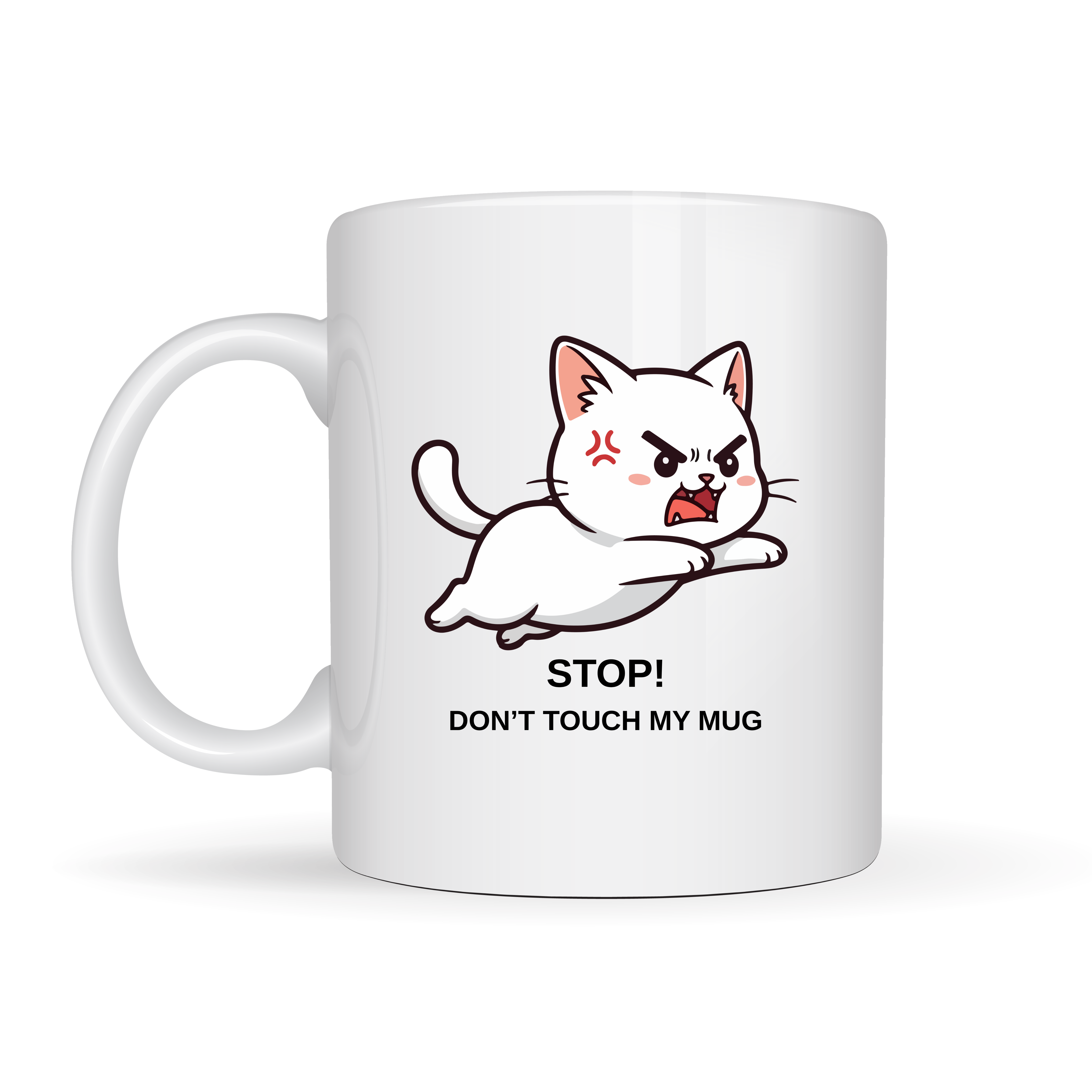 Stop Don’t Touch My Mug Yazılı Kedi Tasarımlı Kupa Model 211 Komik Baskılı Seramik Kahve Kupası