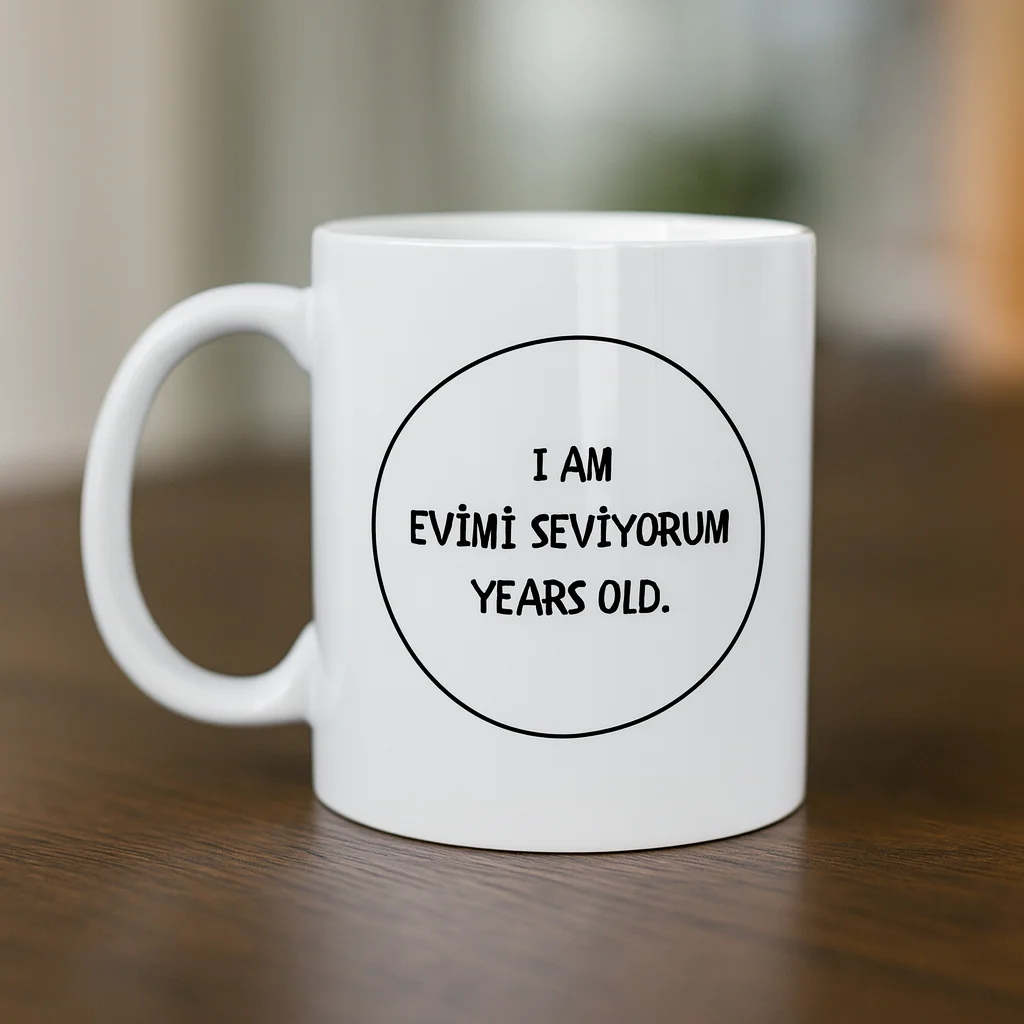 Evimi Seviyorum Yazılı Kupa Model 241 Minimal Tasarım Seramik Kahve Kupası Kişiye Özel Mesajlı Bardak
