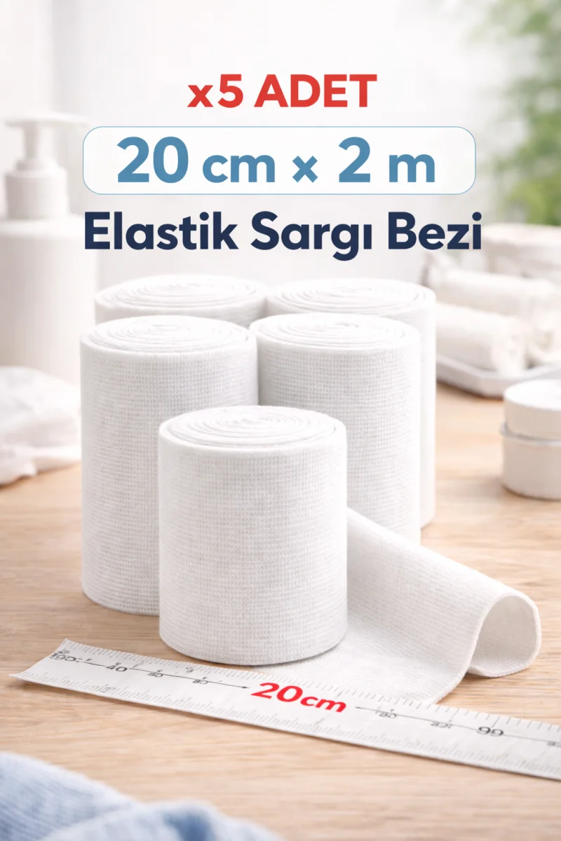 20 CM x 2 M Hidrofil Sargı Bezi Pamuklu Gazlı Bez Kısa Metraj Medikal Sarım Bezi 5 Adet