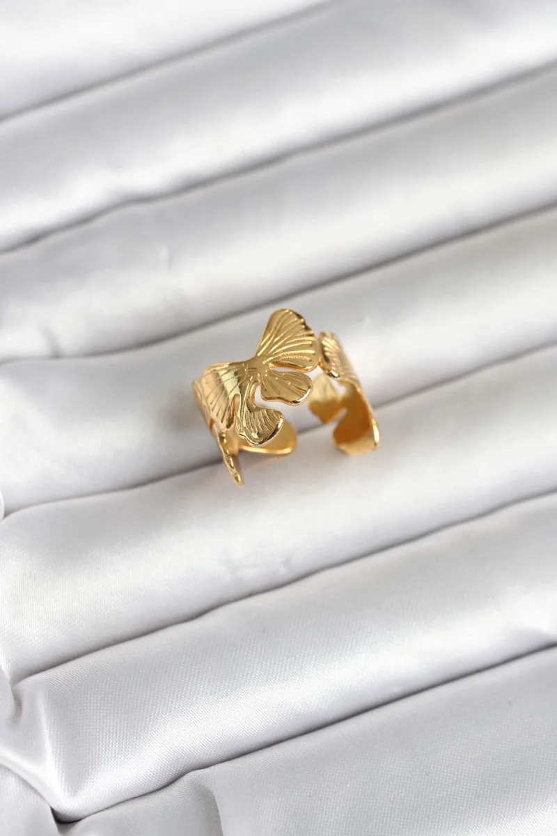 316L Çelik Gold Renk Lotus Model Kadın Yüzük