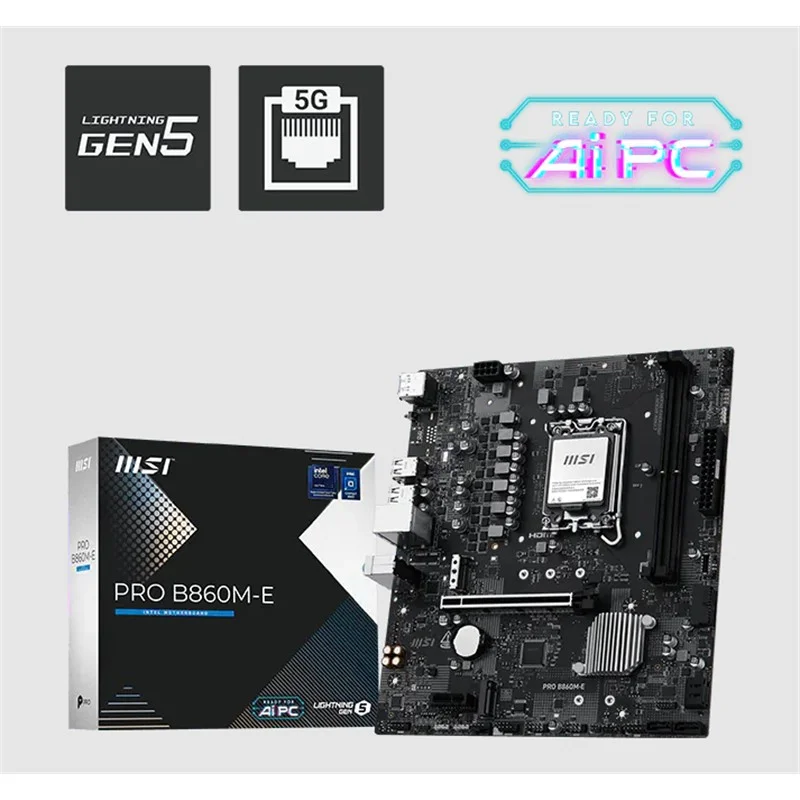 MSI PRO B860M-E DDR5 9066MHZ 1XHDMI 1XDP 2XM.2 USB MATX 1851P(INTEL ULTRA PROCESSORS SERIES 2)