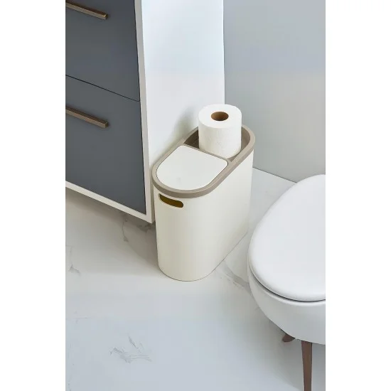 Beyaz Kapaklı WC Kağıtlıklı Çöp Kovası & Ofis Çöp Kovası 10 Lt