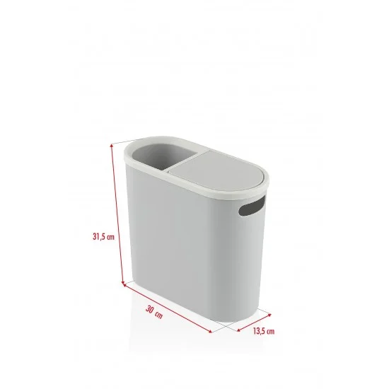 Gri Kapaklı WC Kağıtlıklı Çöp Kovası & Ofis Çöp Kovası 10 Lt