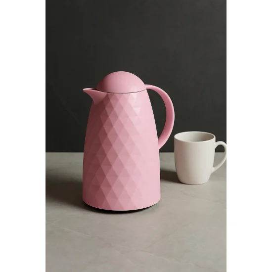 1 Lt Akrilik Soft Pembe Çay Termosu 12 Saat Sıcak 24 Saat Soğuk