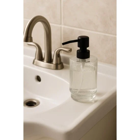 Cam Şeffaf Sıvı Sabunluk 200 ml Banyo Lavabo