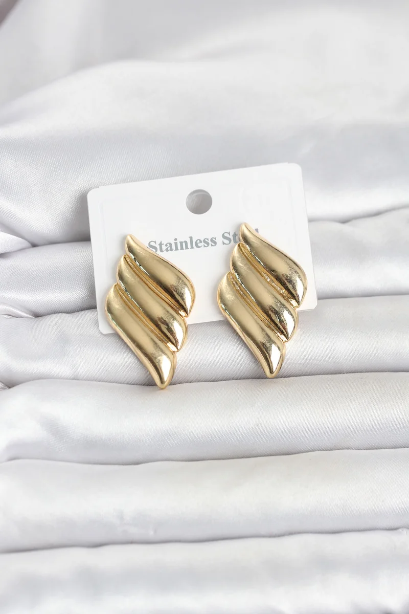 316L Çelik Gold Renk Motif Model Kadın Küpe