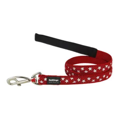 Kırmızı Üzerine Beyaz Yıldızlı Köpek Uzatma Tasması Large 25 Mm 1,2 Mt
