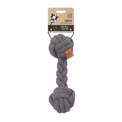 Coto Gri Duo Ball Örgü Köpek Oyuncağı 28 Cm