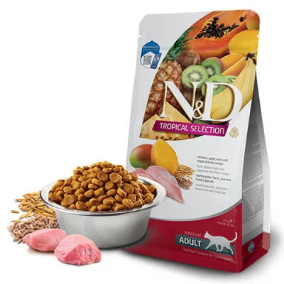 N&D Tropical Selection Tavuklu ve Tropikal Meyveli Yetişkin Kedi Maması 10 Kg